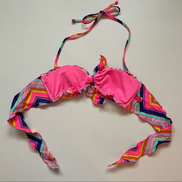 💚3/$15💚 VICTORIA SECRET | Small| Rainbow Halter Tube Bikini Top | Swim - Picture 3 of 8